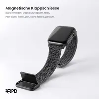 RPD Magnos Magnetic Strap Nylon Braided for Apple Watch 38/40/41/42mm - Grey/White Stripe – Bild 3