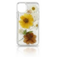 iPhone 6 / 7 / 8 - Custodia con fiori veri e accenti dorati, giallo-marrone – Bild 1