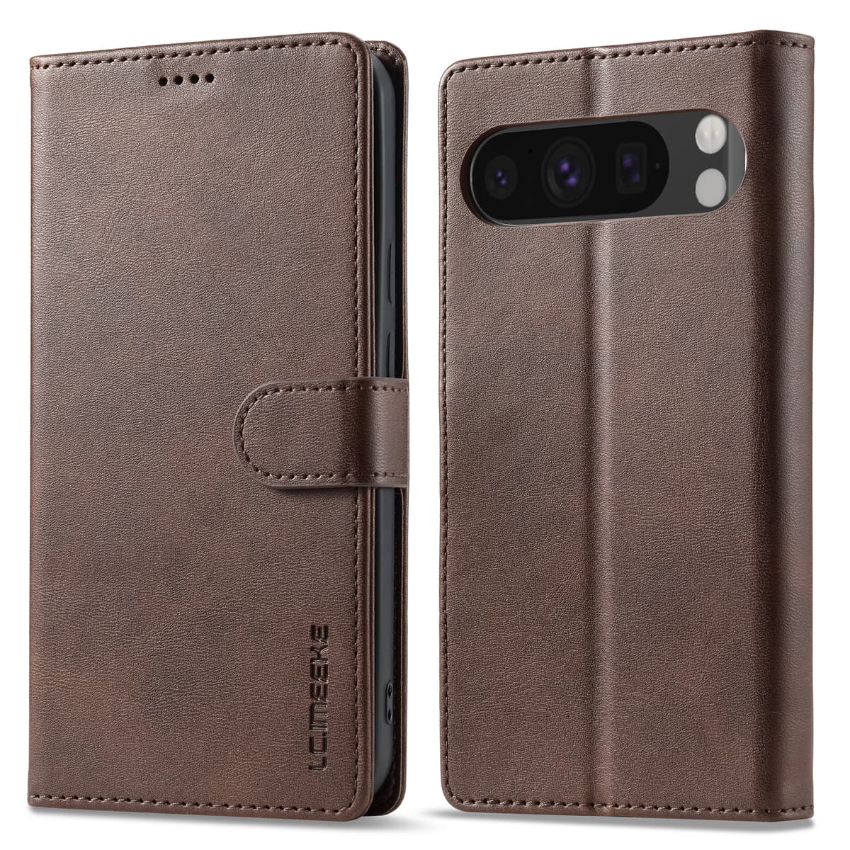 Google Pixel 10 / 10 Pro - LC.IMEEKE Wallet Etui mit 3 Kartenfächern & Magnetverschluss, Braun