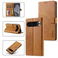 Google Pixel 9 Pro XL - LC.IMEEKE Wallet Etui mit 3 Kartenfächern & Magnetverschluss, hellbraun – Bild 5