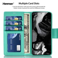 Google Pixel 10 / 10 Pro - Hanman Mill Flip Case mit 3 Kartenfächern, Türkis – Bild 3