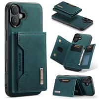 iPhone 16 - DG.MING Etui, Leder-Optik, Kartenfach & Magnetverschluss, Grün – Bild 3