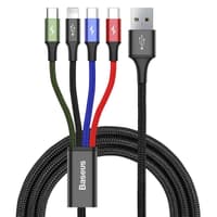 Baseus - Câble de recharge rapide 4 en 1 pour iP+Type-C(2)+Micro, 3.5A 1.2m, noir (CA1T4-B01) – Bild 1
