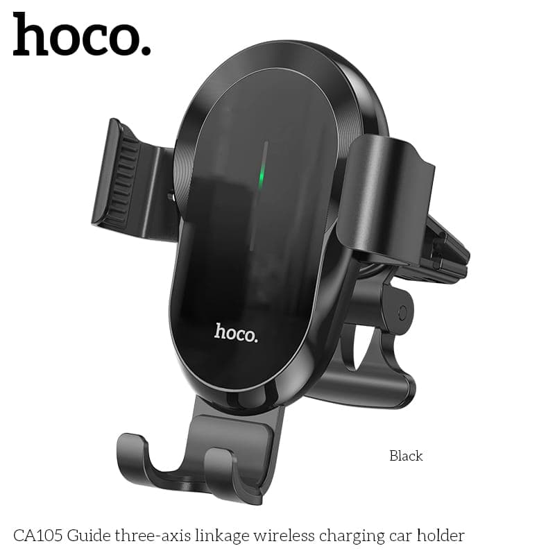 Hoco CA105 Guide three-axis linkage wireless charging car holder, black