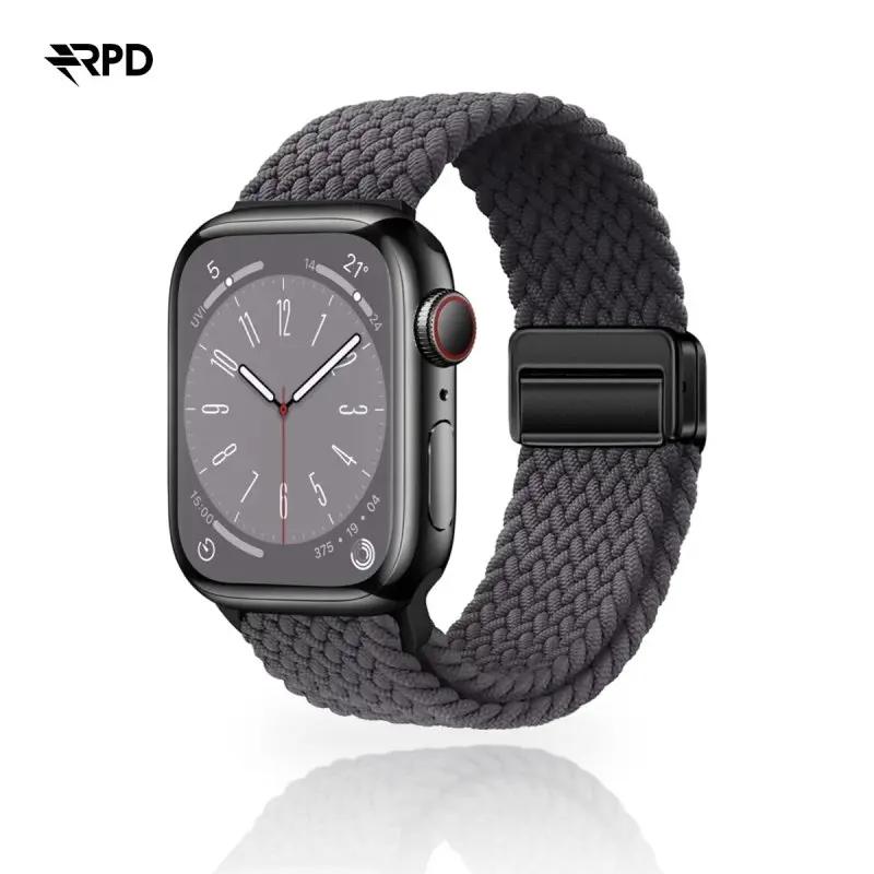 RPD Magnos Magnet Armband Nylon Geflochten für Apple Watch 44/45/46/49mm - Steingrau