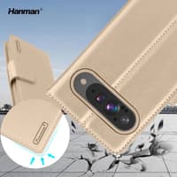 Google Pixel 10 / 10 Pro - Hanman Mill Flip Case mit 3 Kartenfächern, gold – Bild 5