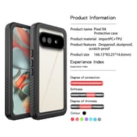 Google Pixel 9A - Custodia impermeabile per esterni Redpepper IP68 Serie FS, nero – Bild 6