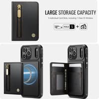 iPhone 17 Pro Max - Jeehood Magsafe, magnetic wallet, stand function, zipper, black – Bild 5