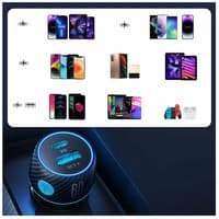 Joyroom - JR-CCN01 60W 1A+1C Multi-Color Car Charger with Light Button-Black – Bild 2