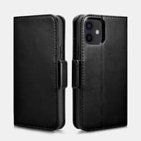 iPhone 12 Mini - iCarer Haixing Series Flipcase Genuine Leather Black (WMI1212-BK) – Bild 1
