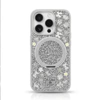 iPhone 15 Pro Max - TheBlingWorld Glitter MagSafe Case mit Ring-Ständer & Strass-Steinen, Silber – Bild 1