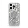 iPhone 15 Pro Max - TheBlingWorld Glitter MagSafe Case mit Ring-Ständer & Strass-Steinen, Silber