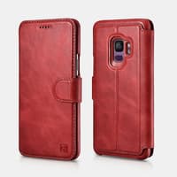 Samsung Galaxy S9 - iCarer 2-in-1 Abnehmbares Flip Case, Echtleder, Rot – Bild 1