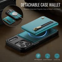 iPhone 17 Pro - Jeehood Magsafe Case, magnetic wallet and stand function, zipper, green – Bild 4
