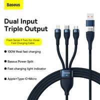 Baseus - Flash Serie Ⅱ - 2-in-1 Ladekabel U+C auf M+L+C, 100W 1.2m, Blau (CASS030103) – Bild 4
