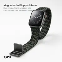 RPD Magnos Cinturino Magnetico Nylon per Apple Watch 38/40/41/42mm - Motivo W Nero/Verde – Bild 3