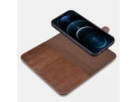 iPhone 12 Pro Max - iCarer Crazy Horse genuine leather wallet case, 2in1 with RFID protection, brown – Bild 8