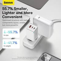 Baseus - GaN5 Pro - Fast charger 2C+U, 65W EU, White (CCGP120202) – Bild 6