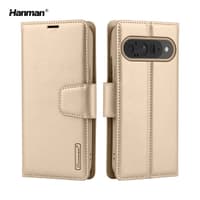 Google Pixel 10 Pro XL - Hanman Mill Flip Case mit 3 Kartenfächern, gold – Bild 1