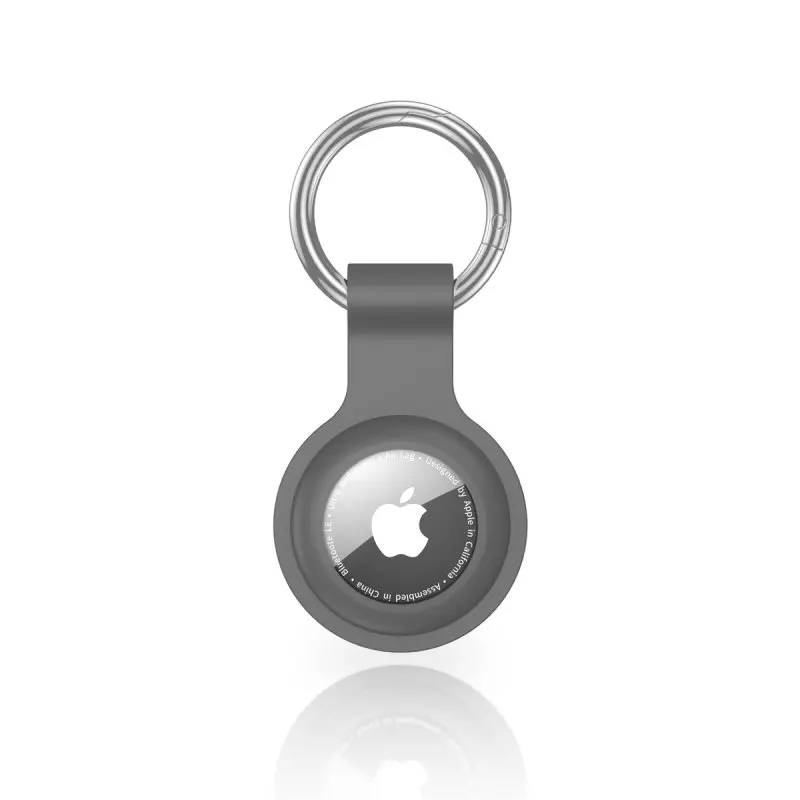 AirTag Protective Case - RPD Soft Silicone Cover with Key Ring (Advanced Ash), Gray