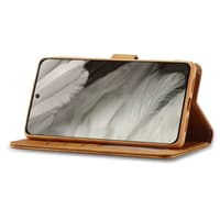 Google Pixel 8 Pro - LC.IMEEKE Wallet Etui mit 3 Kartenfächern & Magnetverschluss,Hellbraun / Orange – Bild 3