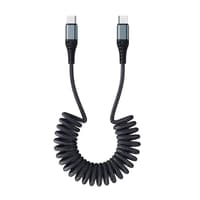 ROCK PD 60W USB-C vers USB-C Câble à ressort 150 cm - Câble de charge rapide et de données, noir – Bild 1