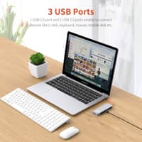 ROCK 10-in-1 USB-C hub - HDMI, VGA, RJ45, 3×USB 3.0, card reader, gray – Bild 2