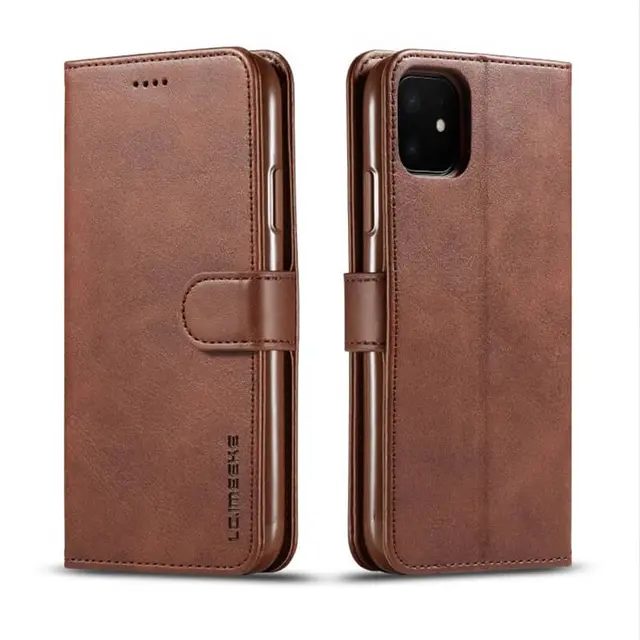 iPhone 17 Pro - LC.IMEEKE Wallet Etui mit 3 Kartenfächern & Magnetverschluss, Braun