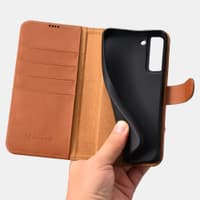 iCarer Samsung S22+ Echt leather Flip Buch Case Rot – Bild 7