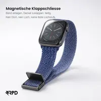 RPD Magnos Magnet Armband Nylon Geflochten für Apple Watch 38/40/41/42mm - Blau/Weiss gestreift – Bild 3