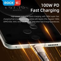 Rock - Transparency Series - Câble de charge 3 en 2 type A+C vers M+L+C, 100W 1.5m, Blanc – Bild 3