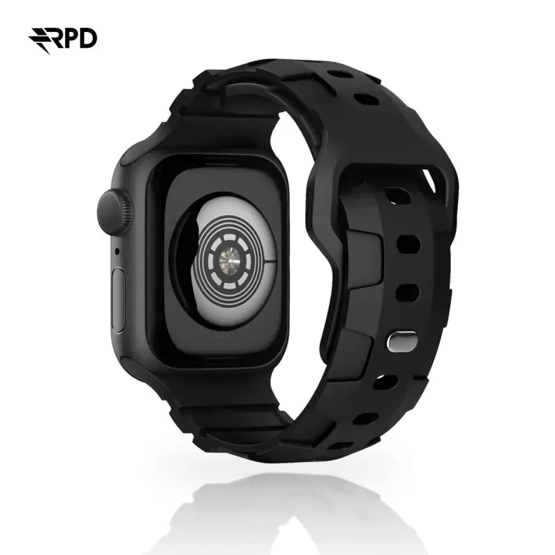 RPD Lattice Silikonarmband Karo-Muster für Apple Watch 38/40/41/42mm - Schwarz