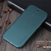 iPhone 12 / 12 Pro - X-Level FIBColor Flip Case, imitation leather, 360° all-round protection, dark green – Bild 3