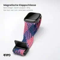 RPD Magnos Magnet Armband Nylon Geflochten für Apple Watch 44/45/46/49mm - Z-Muster Blau/Rosa – Bild 3