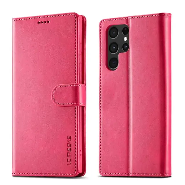 Samsung S9 Plus - LC.IMEEKE Wallet Etui mit 3 Kartenfächern & Magnetverschluss, Pink