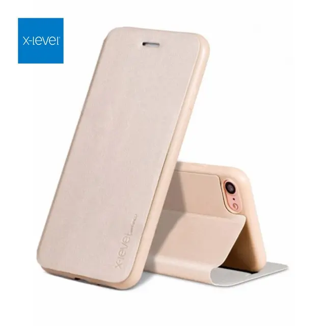Samsung Galaxy S9 Plus - X-Level FIBColor Flip Wallet Etui, Kunstleder, 360° Rundumschutz, Gold