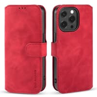 iPhone 12 / 12 Pro - DG.MING Vintage Flip Case avec 3 compartiments pour cartes et fermeture magnétique, aspect cuir, housse de protection, rouge – Bild 1