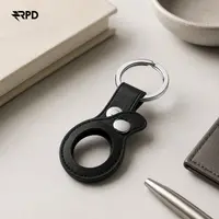 AirTag Schlüsselanhänger - RPD Echtleder-Schlaufe mit Druckknopf, Schwarz – Bild 3