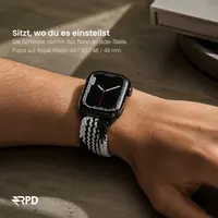 RPD Magnos Magnet Armband Nylon Geflochten für Apple Watch 44/45/46/49mm - Z-Muster Schwarz/Weiss – Bild 4