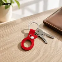 AirTag Schlüsselanhänger - RPD Echtleder-Schlaufe mit Druckknopf, Rot – Bild 5