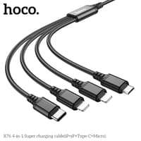 Hoco X76 4-in-1 Super charging cable(iP+iP+Type-C+Micro), schwarz – Bild 2