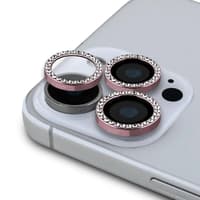iPhone 16 Pro / iPhone 16 Pro Max - Guess Glitter Rhinestones Camera Lens 360 Grad, Pink – Bild 1