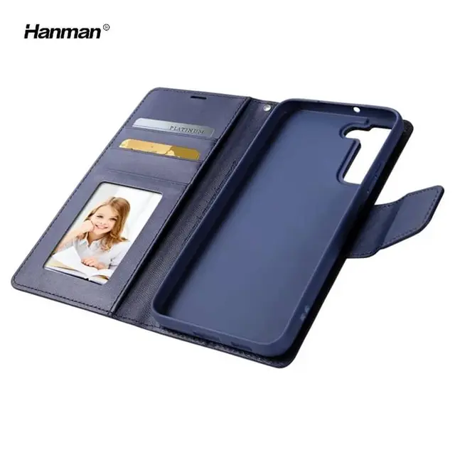 Samsung Galaxy S9 Plus - Hanman Mill Flip Case mit 3 Kartenfächern, dunkelblau
