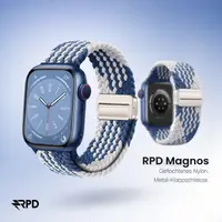 RPD Magnos Cinturino Magnetico Nylon per Apple Watch 38/40/41/42mm - Motivo Z Blu/Bianco – Bild 5