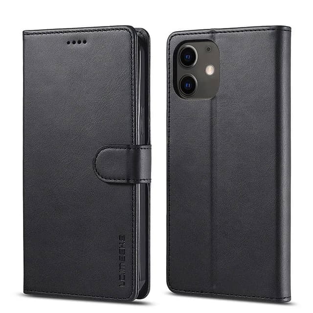 iPhone 11 Pro - LC.IMEEKE Wallet Etui mit 3 Kartenfächern & Magnetverschluss, schwarz