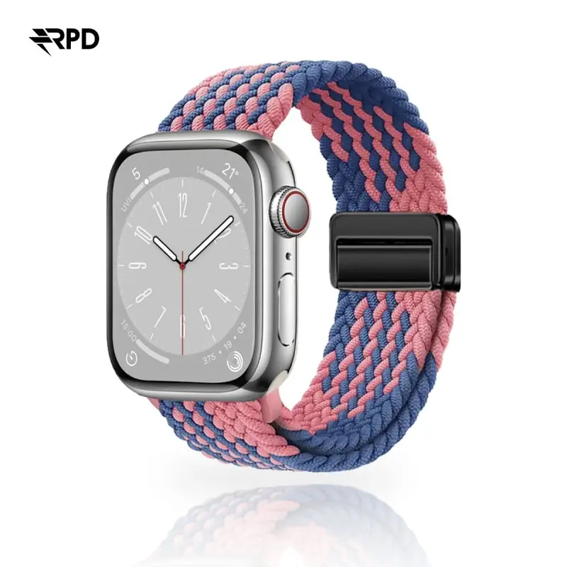 RPD Magnos Magnet Armband Nylon Geflochten für Apple Watch 38/40/41/42mm - Z-Muster Blau/Rosa
