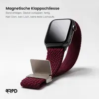 RPD Vela Sportarmband Nylon Geflochten Parachute für Apple Watch 38/40/41/42mm - Weinrot – Bild 3