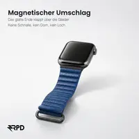 RPD Aurum Lederarmband Magnet Premium für Apple Watch 38/40/41/42mm - Mitternachtsblau – Bild 3