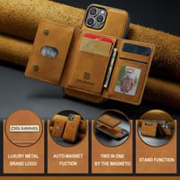 iPhone 11 Pro - DG.MING Back Case, leather look, card slots & magnetic closure, protective case, camel brown – Bild 9