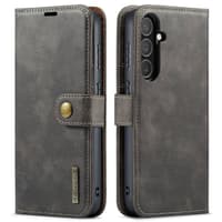 Samsung Galaxy S25 FE - DG.MING Flip Case, 3 Kartenfächer, Magnetverschluss, Leder-Optik, Grau – Bild 1